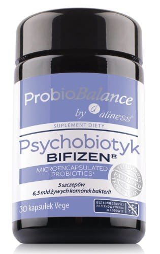 Probiotyk: ProbioBALANCE, Psychobiotyk BIFIZEN 6,5 mld, VEGE., Aliness, 30 kapsułek - Health Guard by CF